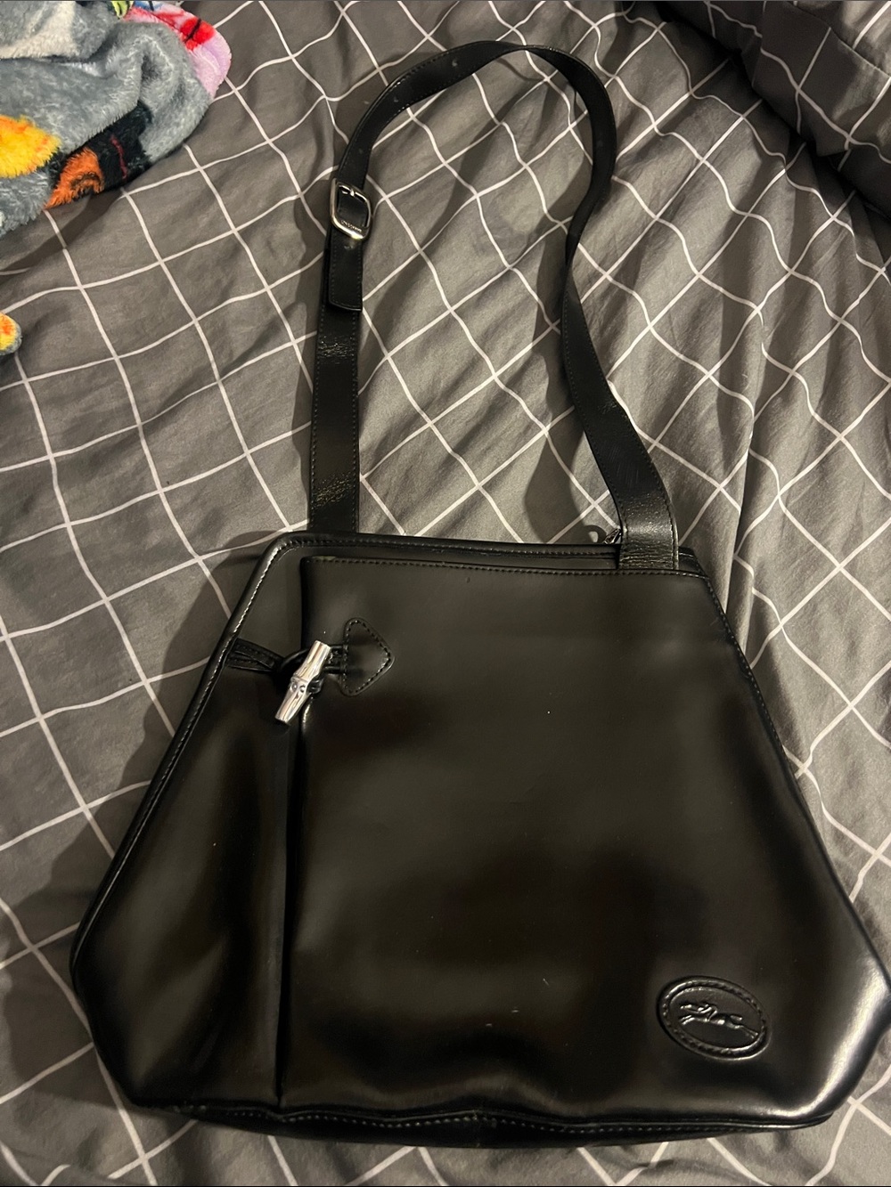 Longchamp Black Leather Shoulder Bag